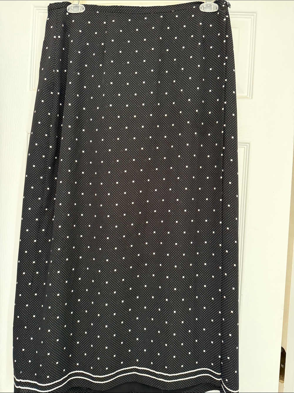 Vintage Elisabeth / Liz Claiborne Black Polka Dot Maxi Skirt with faux wrap